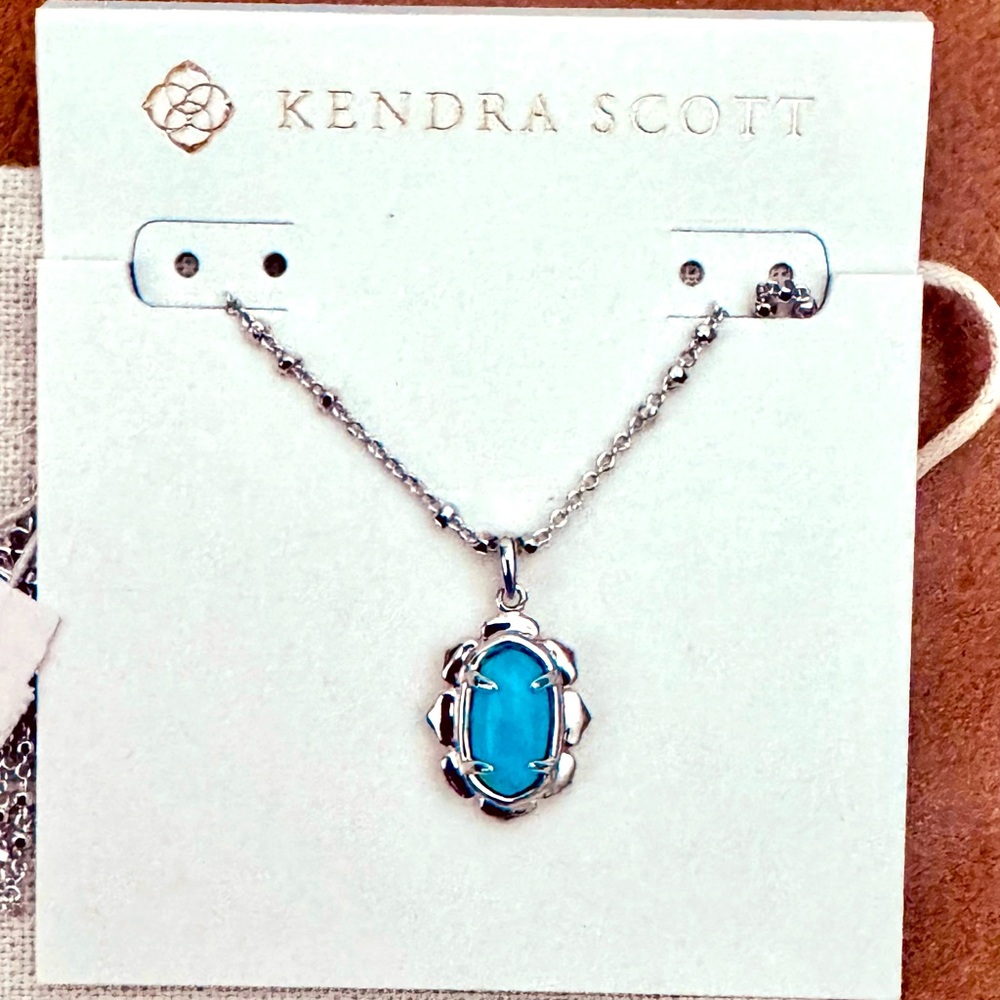 Kendra Scott Piper Silver Pendant Necklace in Variegated Turquoise